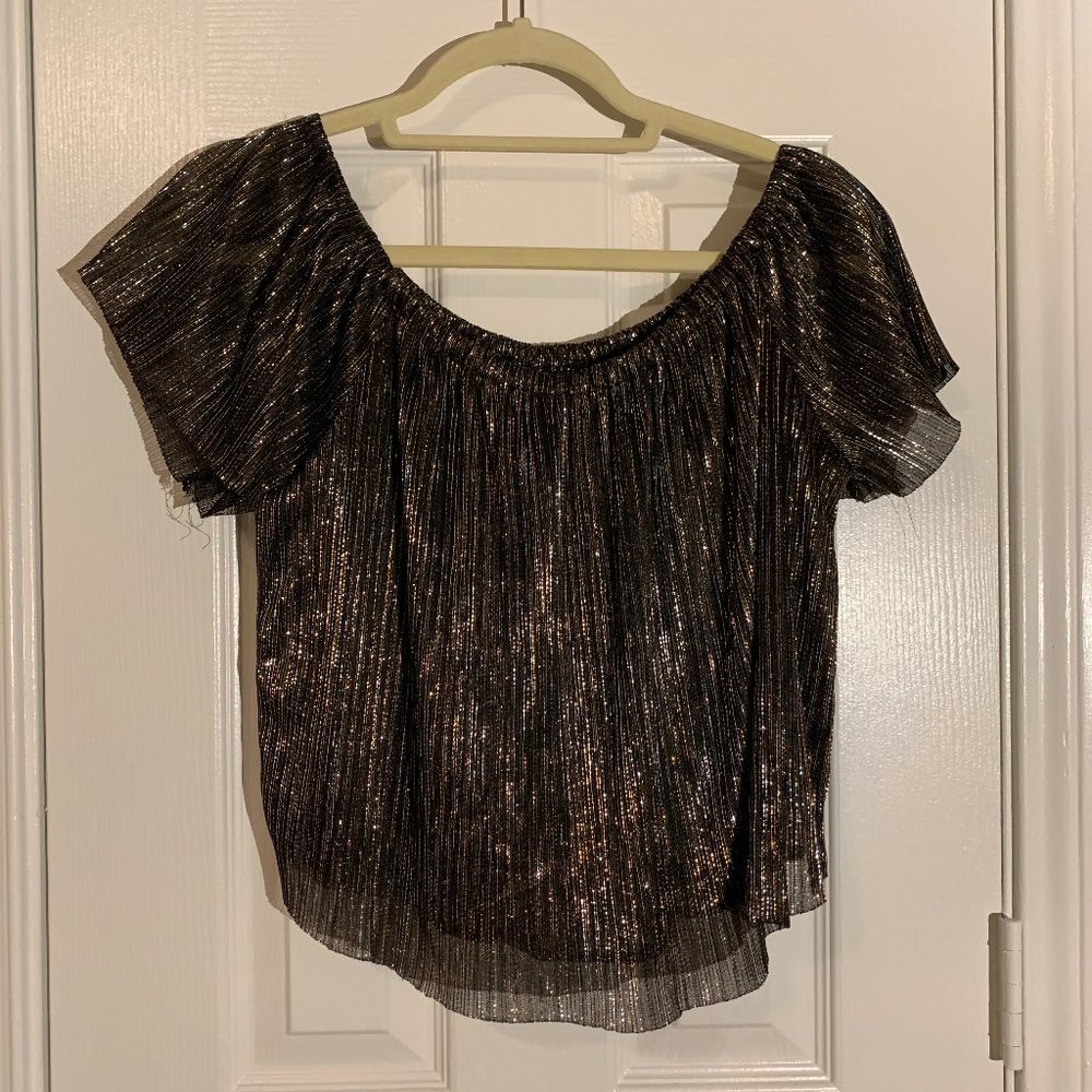Zara metallic off-the-shoulder top